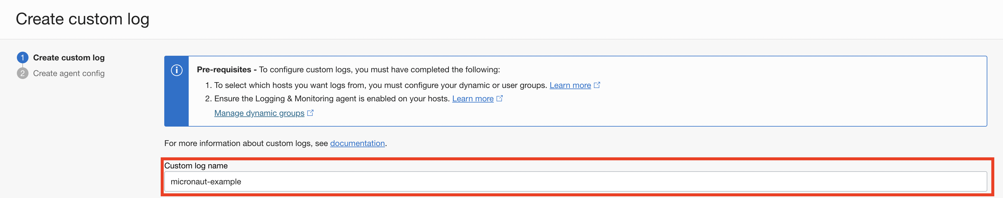 Specify the Log name