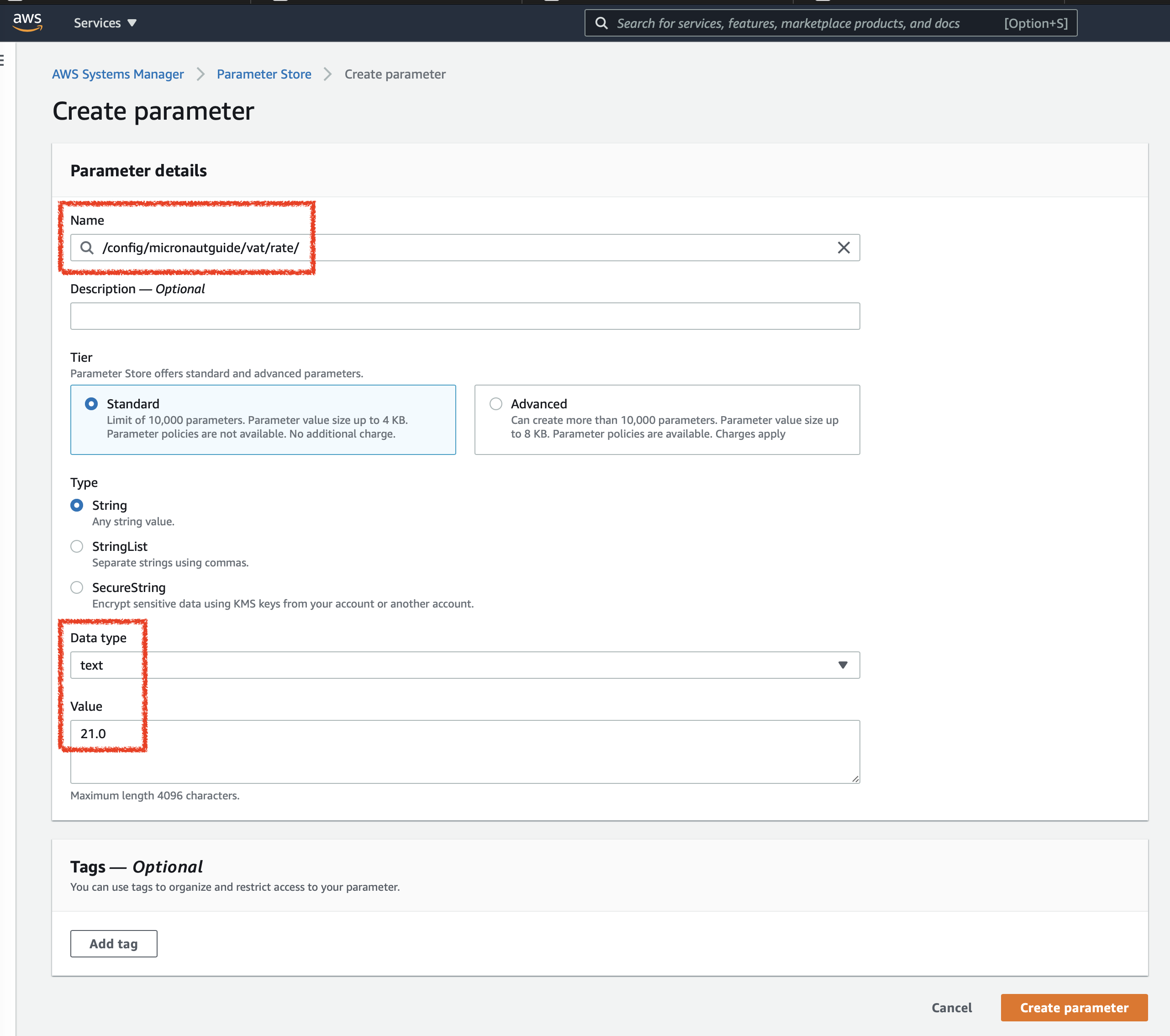 Create Rate Parameter