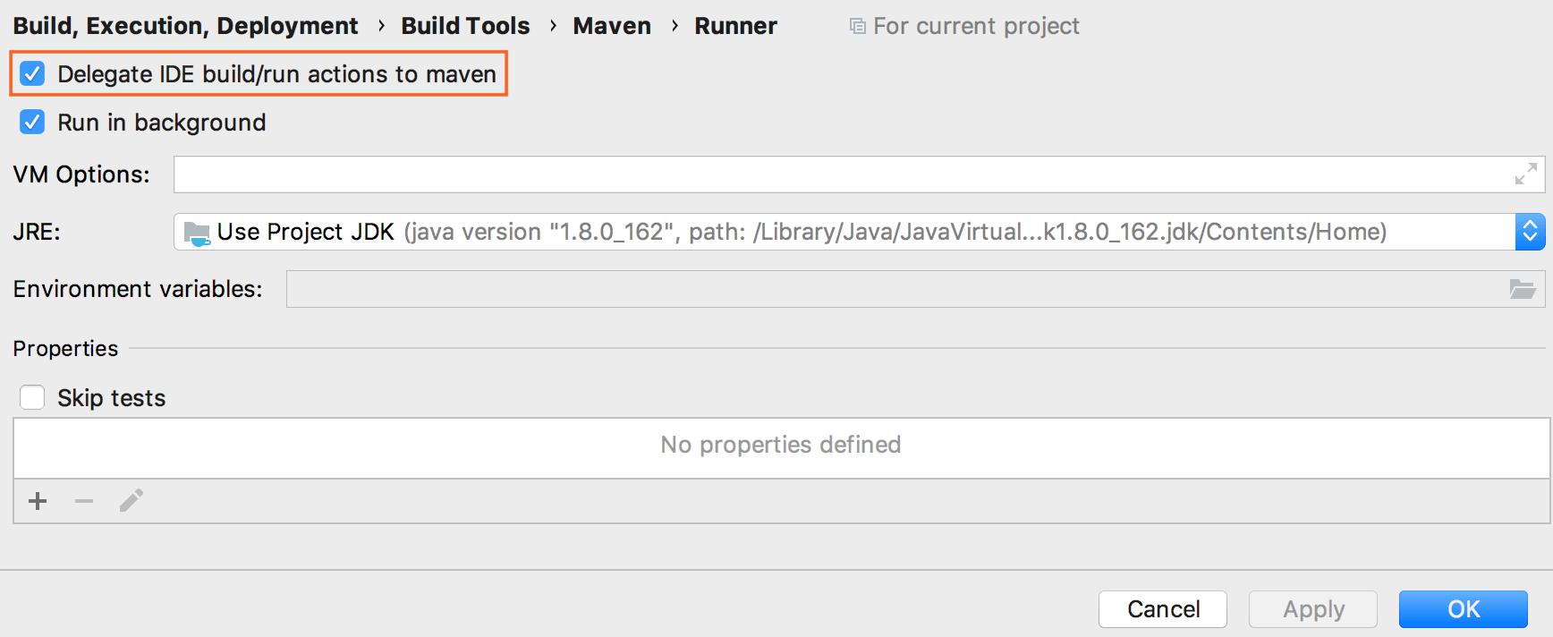 maven settings delegate