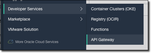 API Gateway Menu